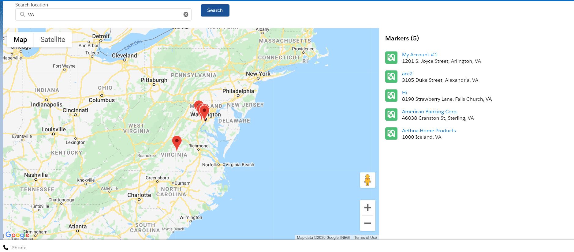 Google Map lightning component