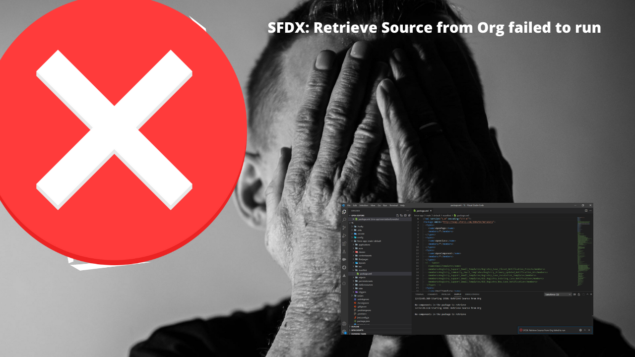 SFDX: Retrieve Source from Org failed to run Salesforce